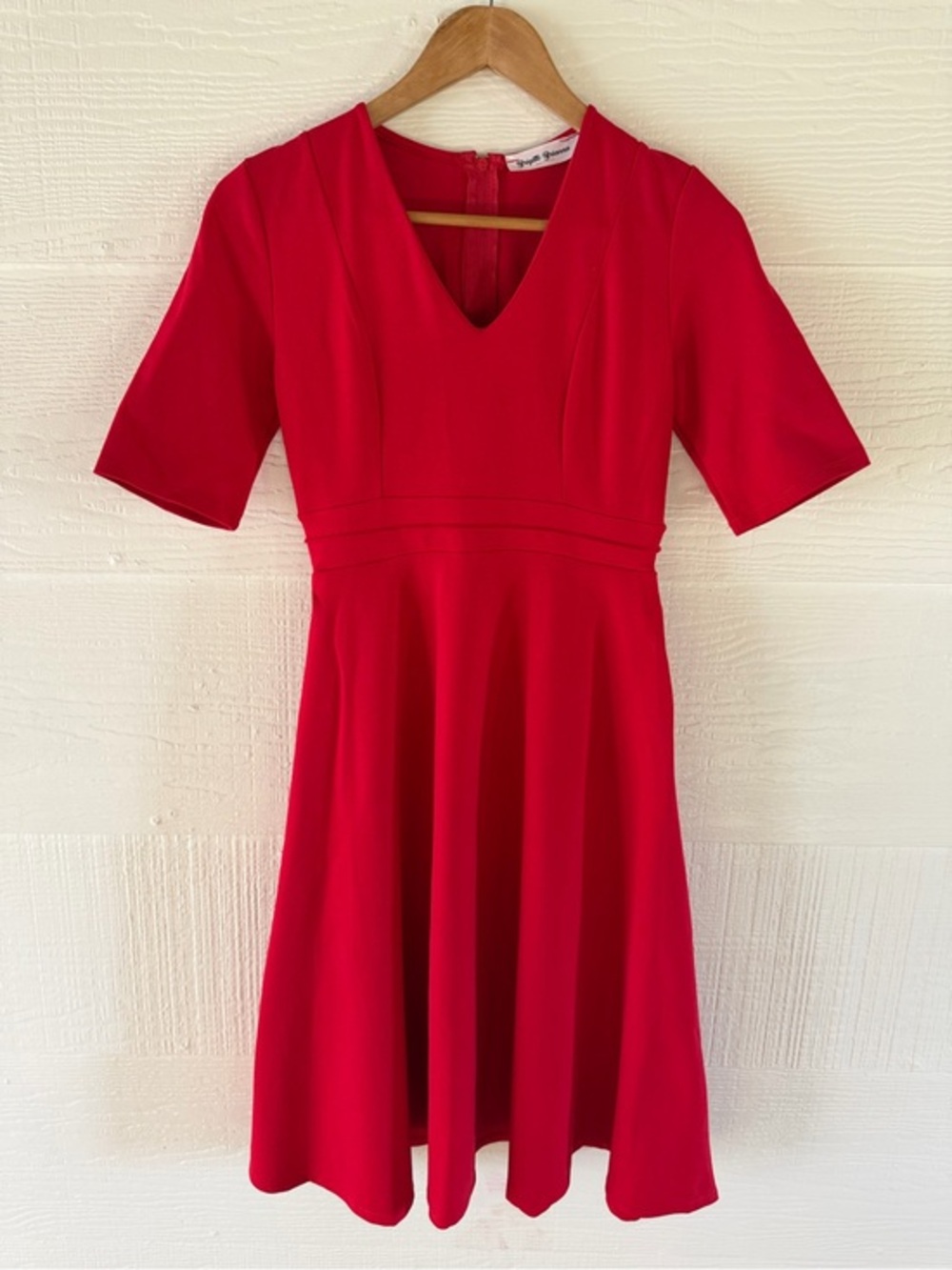 Brigitte Brianna Red Fit & Flare Dress with Pockets Size Small